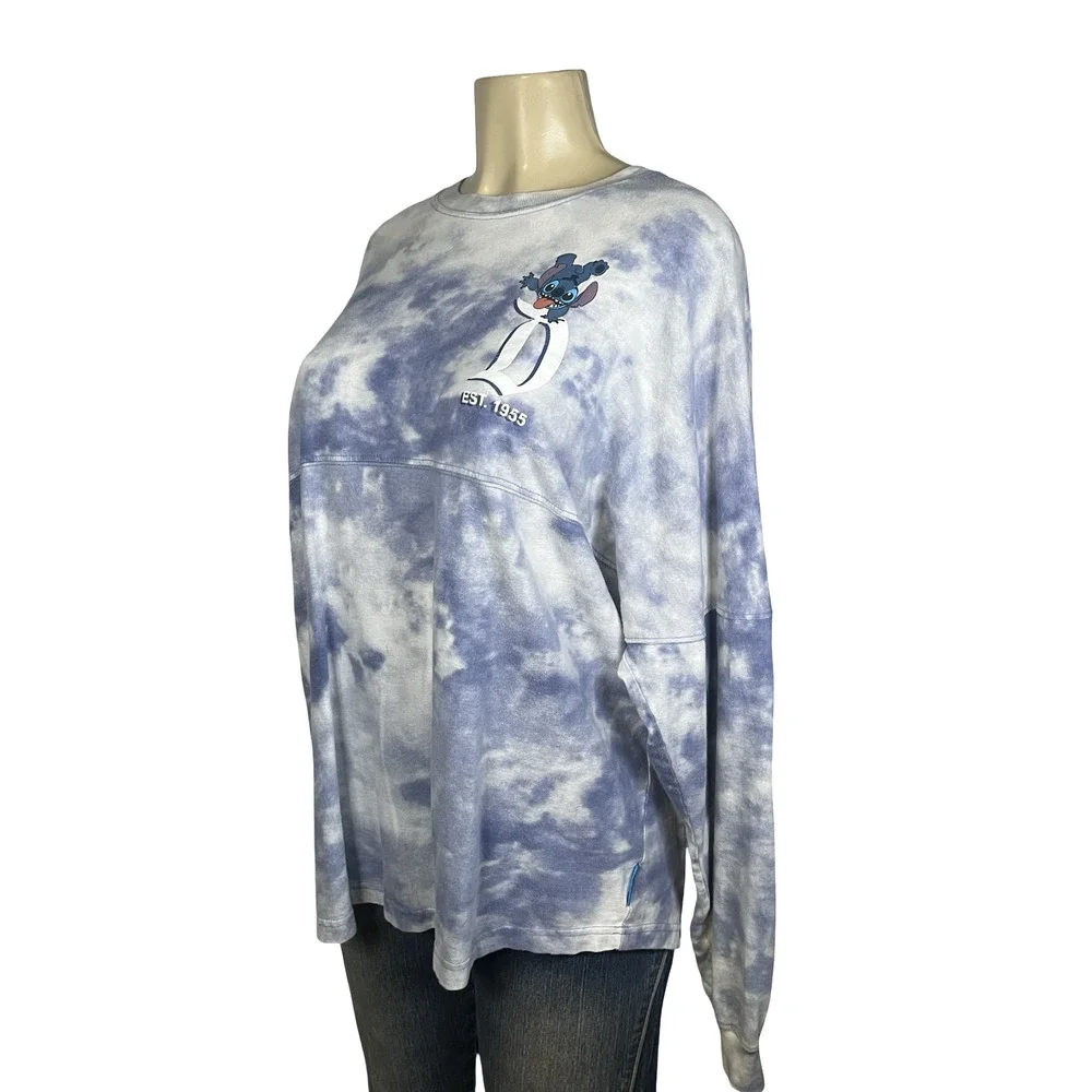 Disney Spirit Jersey Shirt Womens Large Blue Tie‎ Dye Stitch Disneyland 626